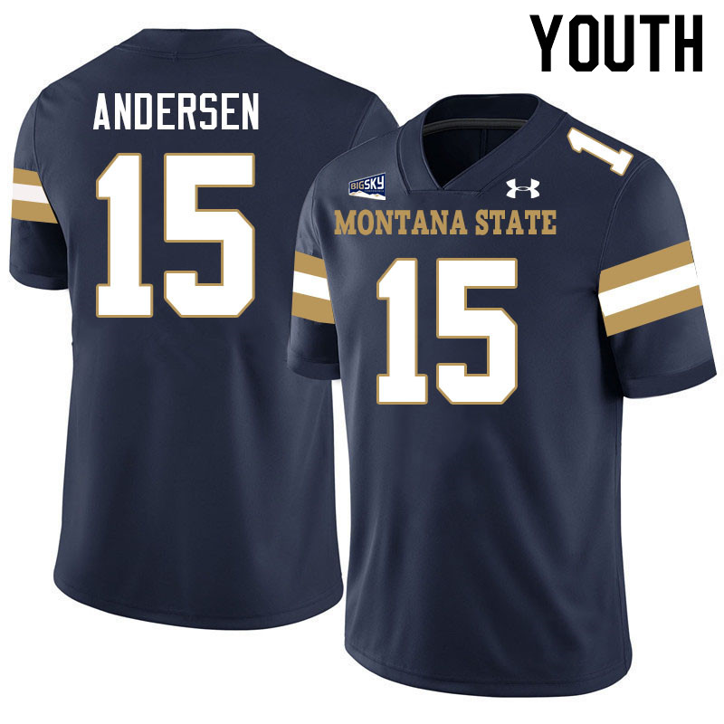 Youth #15 Troy Andersen Montana State Bobcats Jerseys Football Stitched-Navy